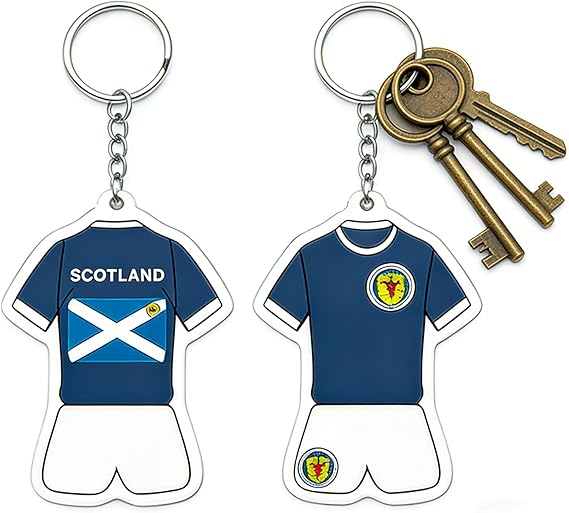 World Cup Football 2026 Scotland Keyring – Double-Sided Scotland Soccer Jersey Keychain for Football Fans & World Cup