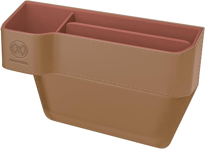 Maxwell Drive Vault Car Seat Gap Seam Storage Box Cup Holder Additional Storage for Your Devices Like Mobile Phone Tablets Eyeglasses Wallet Money Coins Notebook Pen Organizer Keys Organizer (Coffee)Car AccessoriesMaximizes Car Storage Space: Designed to