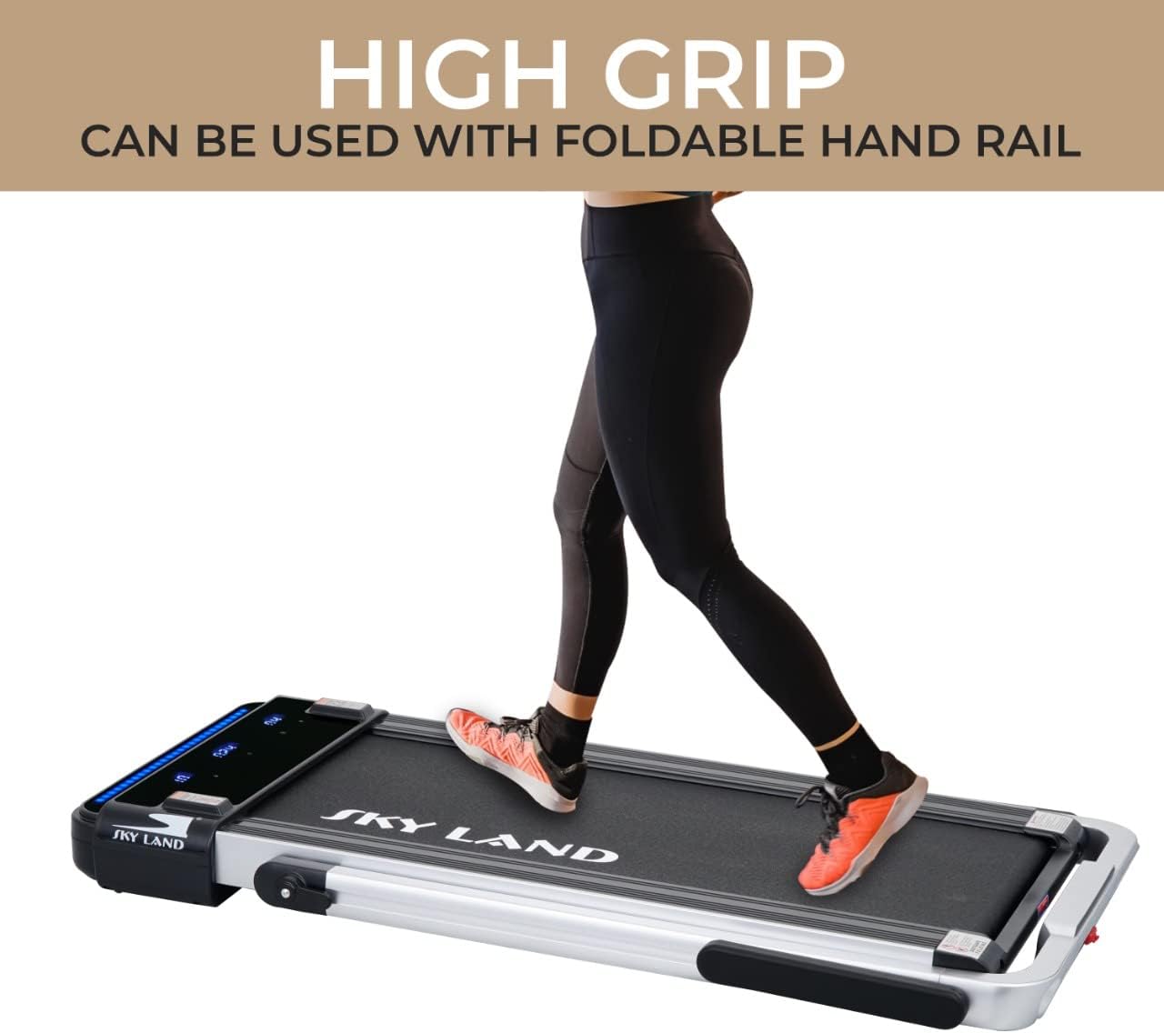 SKY LAND EM-1287-G 2-in-1 Foldable Treadmill | 4HP Peak, 12 Programs, App Control, Gray