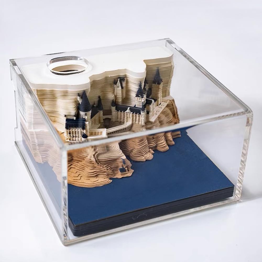 Decorative 2025 3D calendar memo pad on office desk