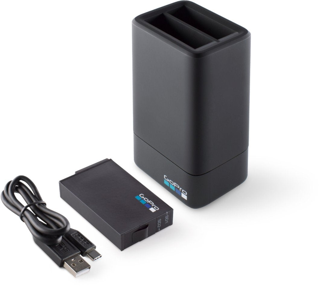 GoPro Fusion Dual Battery Charger Battery - BlackPhotography AccessoriesNever miss a moment of the action when you keep this GoPro Fusion dual battery charger and battery in your gear bag. This handy device prioritizes which battery needs charging first,