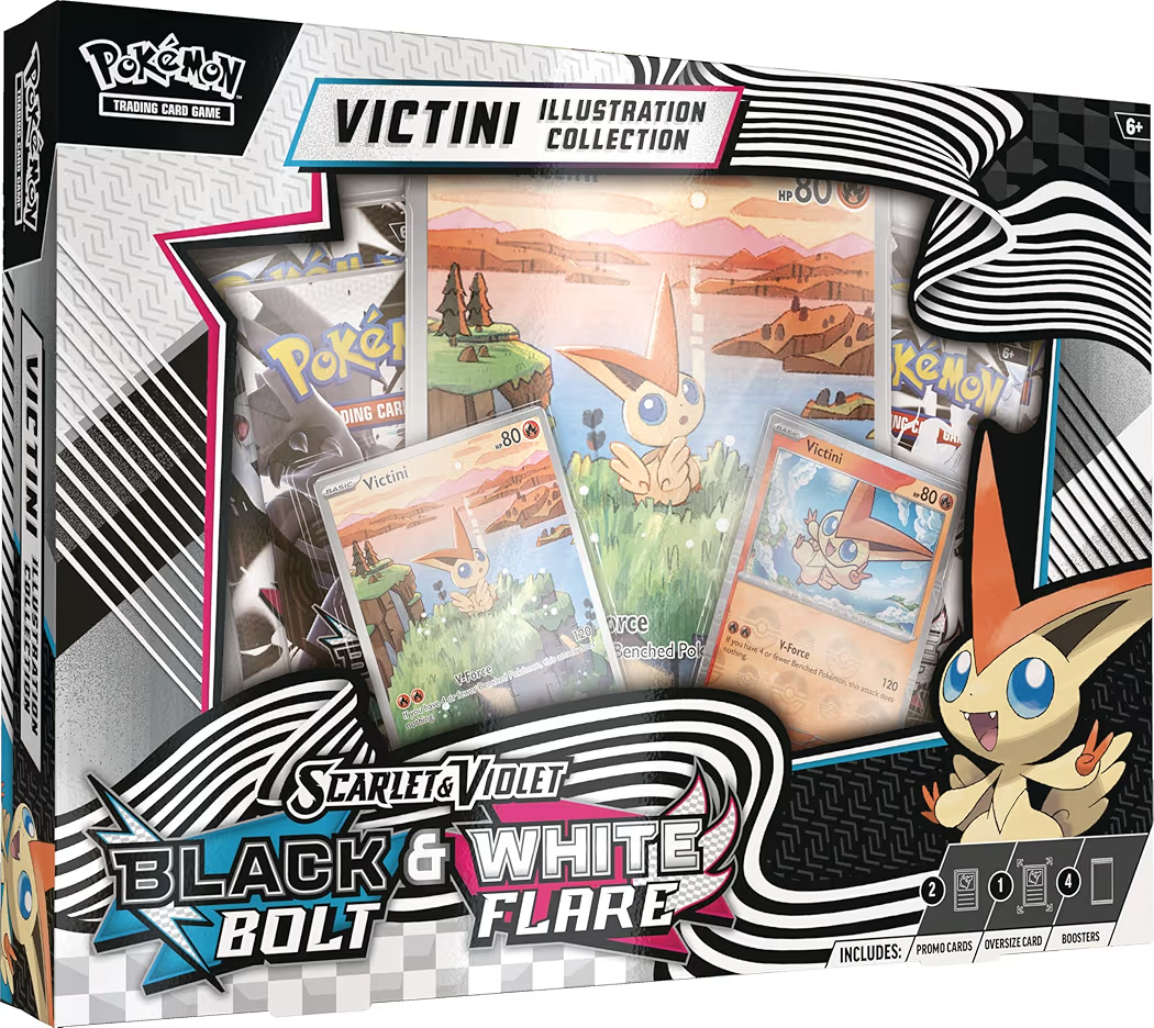 Pokémon TCG: Unova Victini Illustration Collection, Collector’s Box with Victini Promo Card, Illustration Cards & Pokémon Booster Packs