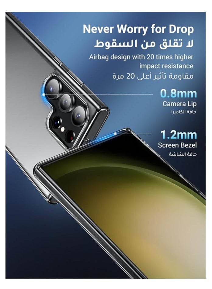 Samsung Galaxy S23 Ultra Case 5G Matte Clear (6.8 inch), Zero-Fingerprints Anti-scratch Matte Back Cover, Slim and Soft TPU S23 Ultra Protector, Full Coverage Drop Proof for Samsung S23 Ultra