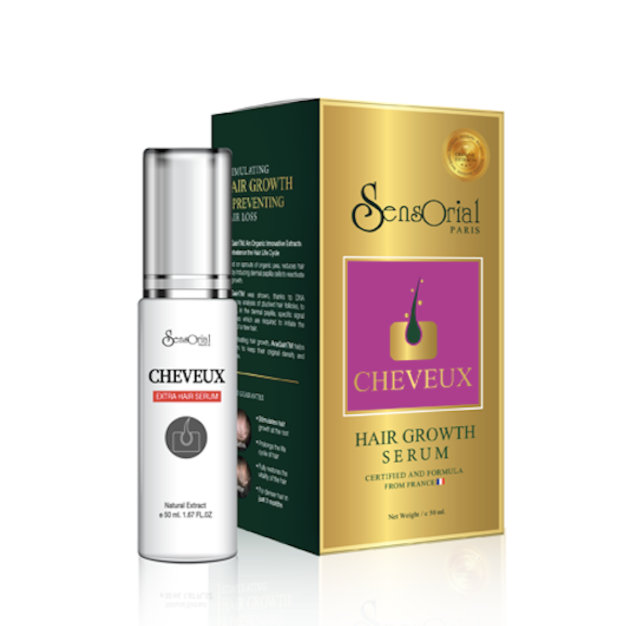 Sensorial Cheveux Hair Growth Serum – 50 ml.Hair CareOrganic Innovative Stimulating Hair Growth and Preventing Hair Loss Product Detail: AnaGainTM, An Organic Innovative Extracts to Rebalance the Hair Life Cycle. Based on sprouts of organic pea, reduces h