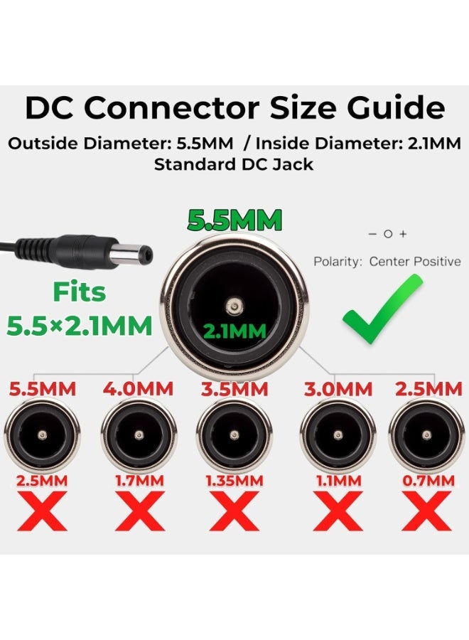 12V 2A Power Adapter UK Plug, 100–240V AC to 12V DC 24W Charger, 5.5×2.5mm Barrel Connector, Center Positive, 1m Cable for CCTV Security Cameras, LED Strips, Routers & Monitors – 1 Pack 12V 2A AC Adapter