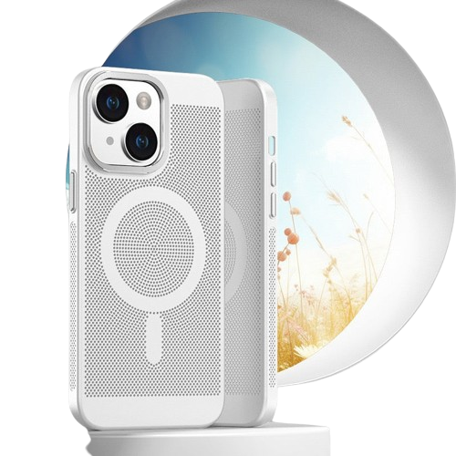 Breathable Mesh Magnetic Hard Case For iPhoneMobile AccessoriesHeat Sink Shell Light and thin hand feel Magsafe Animation All round heat dissipation designMade of special PC material. All round heat dissipation mesh. Lightweight and portable Lightweight p