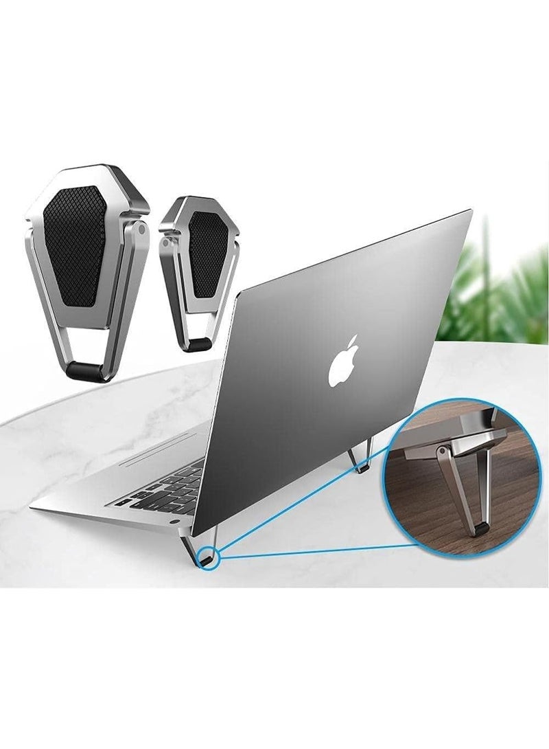 Portable Invisible Laptop Riser Stand | Mini Aluminum Cooling Pad, Lightweight Laptop Desk Stand for MacBook & Other Laptops (Silver)