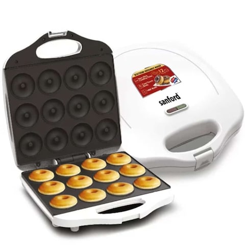 Sanford SF5776DM 12 Pc Doughnut Maker 1400 WattsKitchen Appliances12 pcs doughnut maker Non-stick baking plate. Thermostatically Controlled. Two Pilot Lights, Cool Touch Body. Skid-Resistant Feet. Easy To Use and Clean. 1400 Watts.