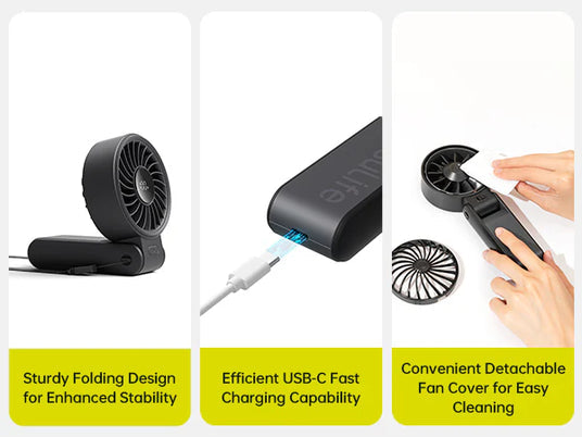 JISULIFE Life 7 Handheld Fan – 3600mAh, 13H Cooling, 5-Speed, Foldable, USB-C Rechargeable