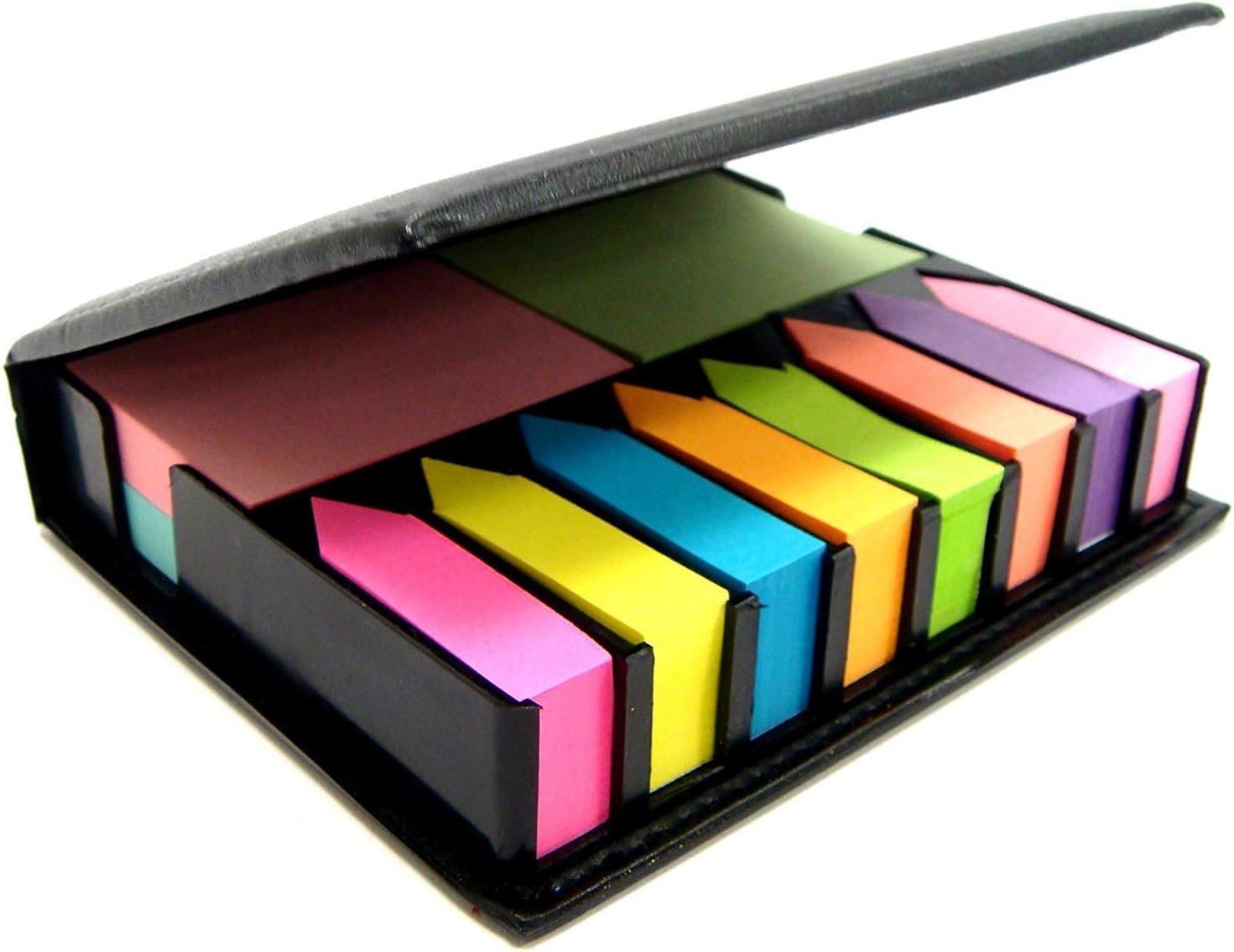 R H lifestyle Pu Leather Case 100 Sheet Sticky NotepadSchool Supplies2 Sticky Note Pads,8 index tab with 2023-24 Calendar in PU leather case Self Sticking Note Pad with bright neon colour 2 Sticky Note Pad (100 Sheet Per pad),arrow flags tabs( strips per