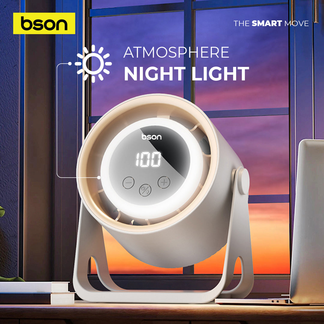 Bson Halo Breeze Desktop Fan, 2 in 1 Cooling Fan & Atmosphere Night Light