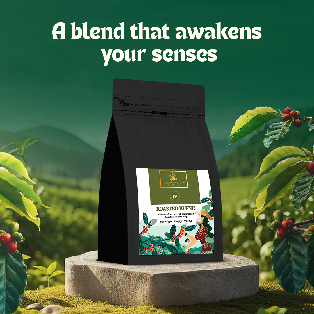 The Caphe Vietnam Roasted Blend Premium Whole Beans Coffee - 500 G | Ethiopian Arabica + Vietnamese Robusta | Premium Whole Coffee Bean