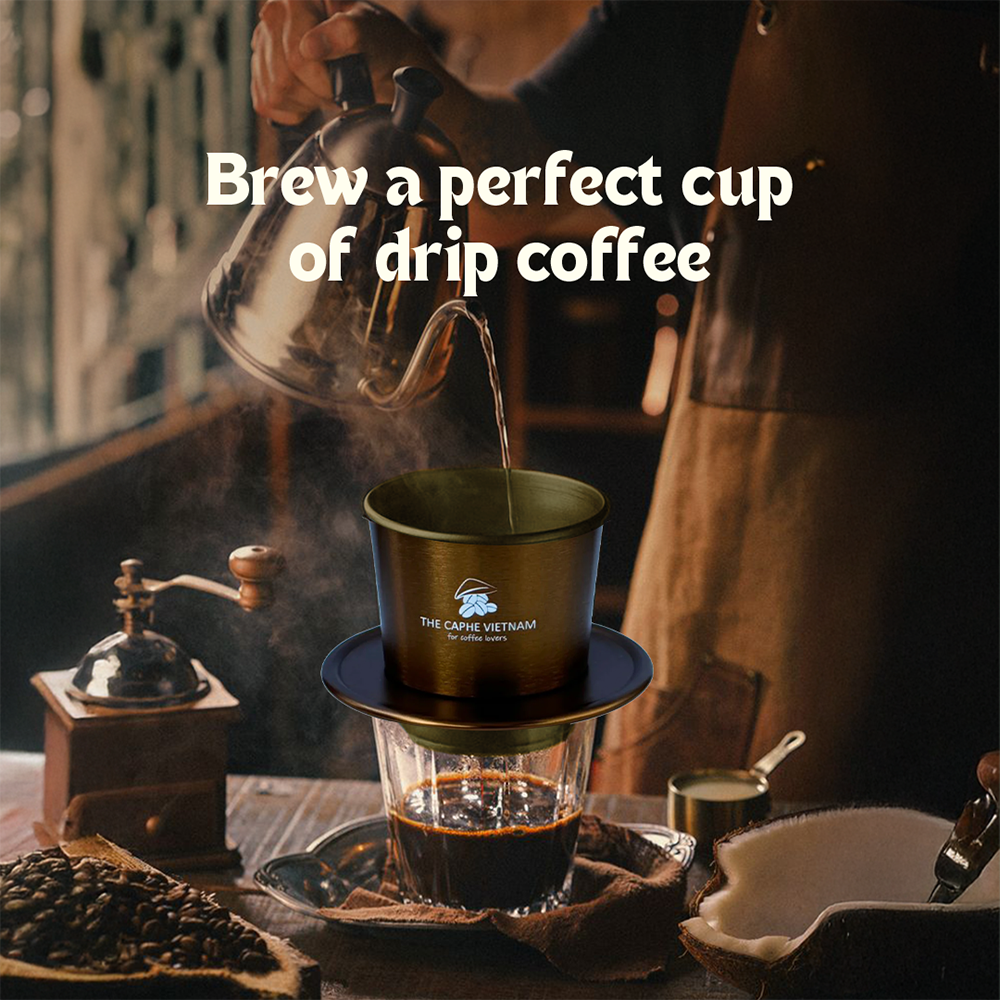 The Caphe Vietnam Coffee Phin Filter - Made with Aluminium |Rose Gold Vietnamese Phin Filter | Drip Coffee Maker | Reusable Filters | Reusable Filters