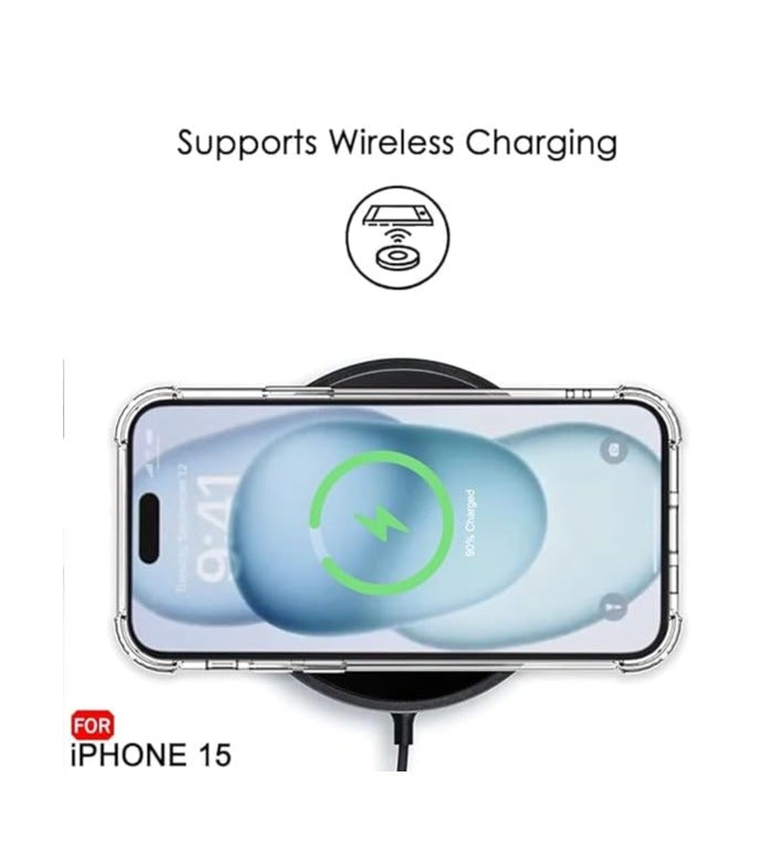 Yuwell iPhone 15 Case Clear 6.1 inch - wireless charging