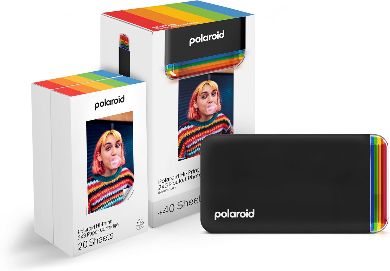 Polaroid Hi Print Everything Box Generation 2Printers & AccessoriesThe easy-to-use pocket printer for photos that stick. Bluetooth pocket printer Print digital photos Prints with sticky back Snap it, print it, peel it, stick it: it’s that easy with Polaro