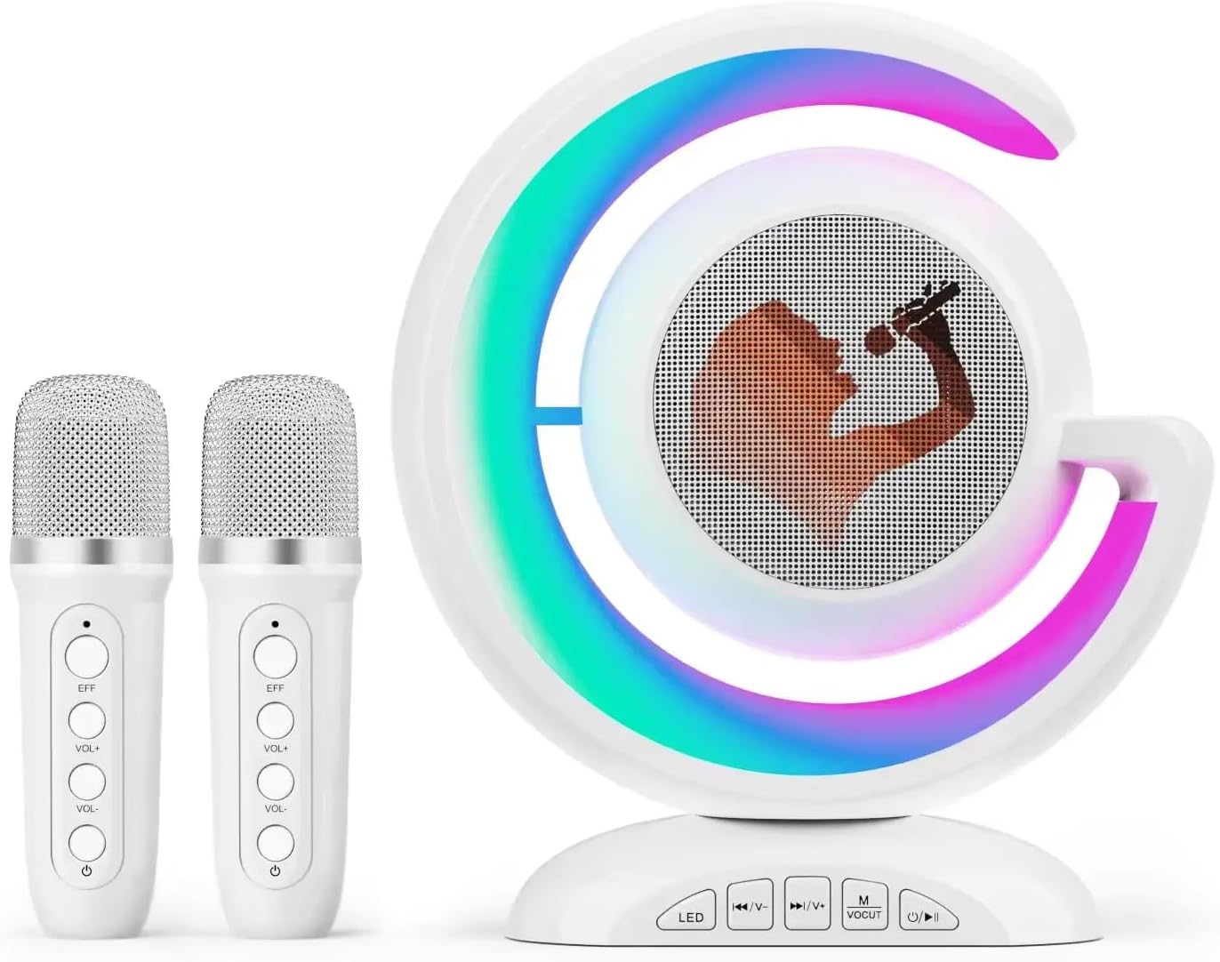 Portable Mini Wireless Bluetooth Speaker with LED Lights – Built-in Mic, KTV Sound, Karaoke Speaker for Parties & EventsAudio & VideoElevate any party or event with the portable mini Bluetooth speaker, featuring LED lights and built-in microphone for perf