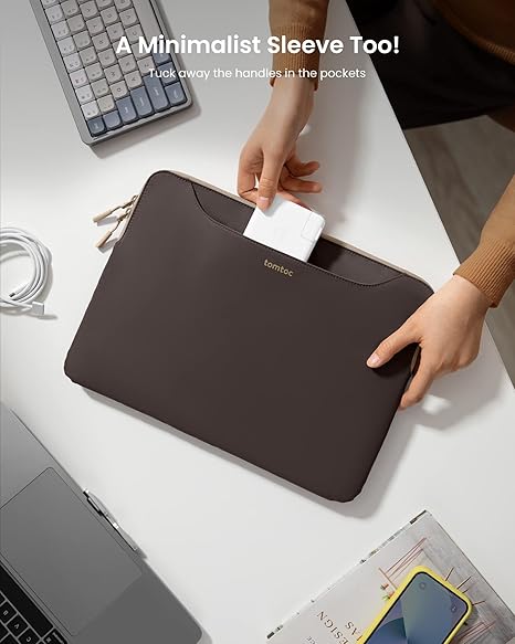 tomtoc 14-inch Slim Laptop Carrying Bag for 13-inch MacBook Air/Pro, 14-inch MacBook Pro M2/M1 A2779 A2442, 12.9-inch iPad Pro with Magic Keyboard, Water-Resistant Protective Laptop Accessory Sleeve