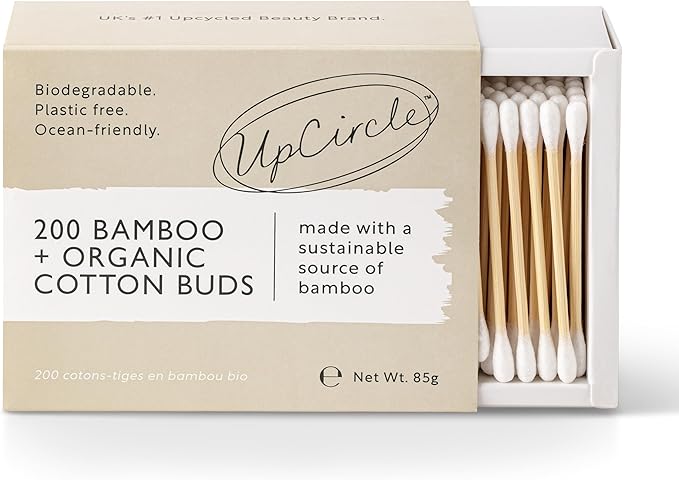 UpCircle Bamboo Cotton Buds 200 – Organic Cotton, Biodegradable, Plastic-Free, B Corp, Vegan