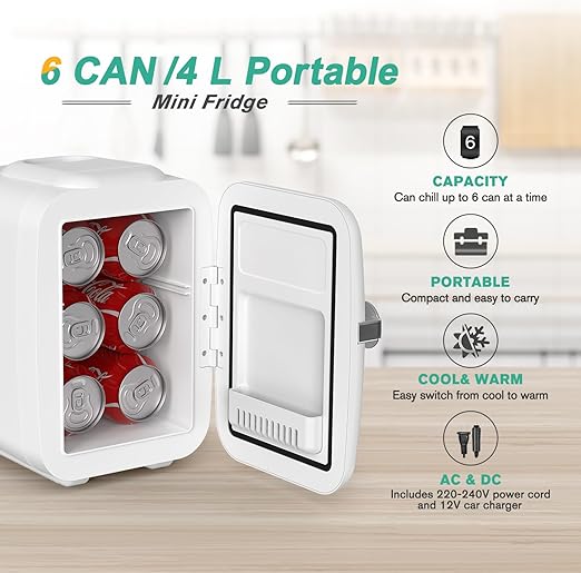 CROWNFUL portable cooler and warmer mini fridge
