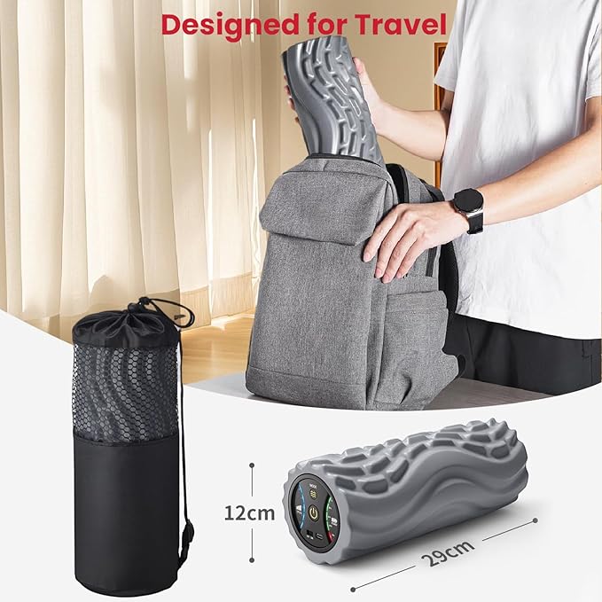Angju Vibrating Foam Roller – 5 Speeds, Rechargeable, Deep Tissue, Yoga Pilates Travel Recovery