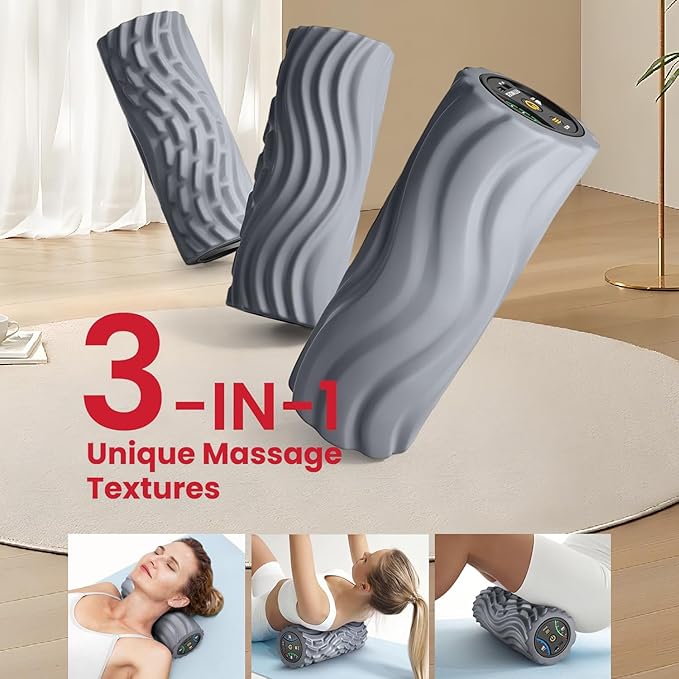 Angju Vibrating Foam Roller – 5 Speeds, Rechargeable, Deep Tissue, Yoga Pilates Travel Recovery