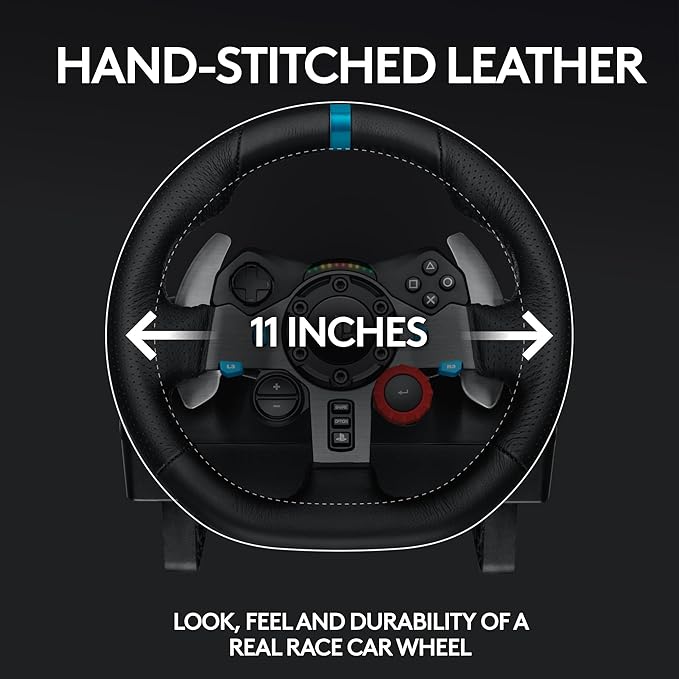 Logitech G29 Driving Force Racing Wheel and Floor Pedals, Real Force Feedback, Stainless Steel Paddle Shifters, Leather Steering Wheel Cover for PS5, PS4, PC, Mac - BlackGaming AccessoriesRealistic Force Feedback: Dual-motor system simulates tire traction