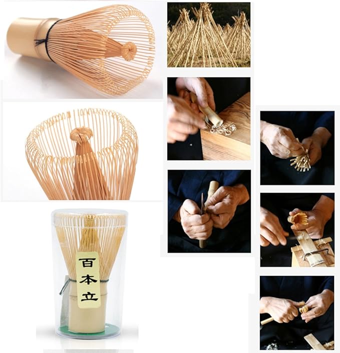 Handcrafted Golden Bamboo Matcha Whisk – Traditional Japanese Chasen Matcha Stirrer Made from Sustainable Organic Bamboo