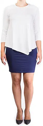 Mama Basic - Double Layer Maternity & Nursing Dress - Cream And Navy Medium