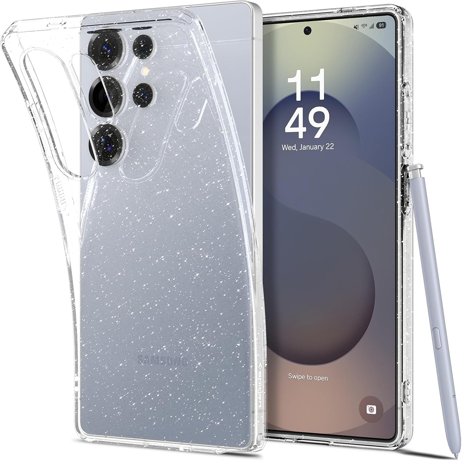 Spigen Liquid Crystal Glitter designed for Samsung Galaxy S25 ULTRA case cover (2025) Crystal QuartzSparkle with every move! Spigen Liquid Crystal Glitter case for Samsung Galaxy S25 ULTRA adds show-stopping sparkle and extra shine without sacrificing dro