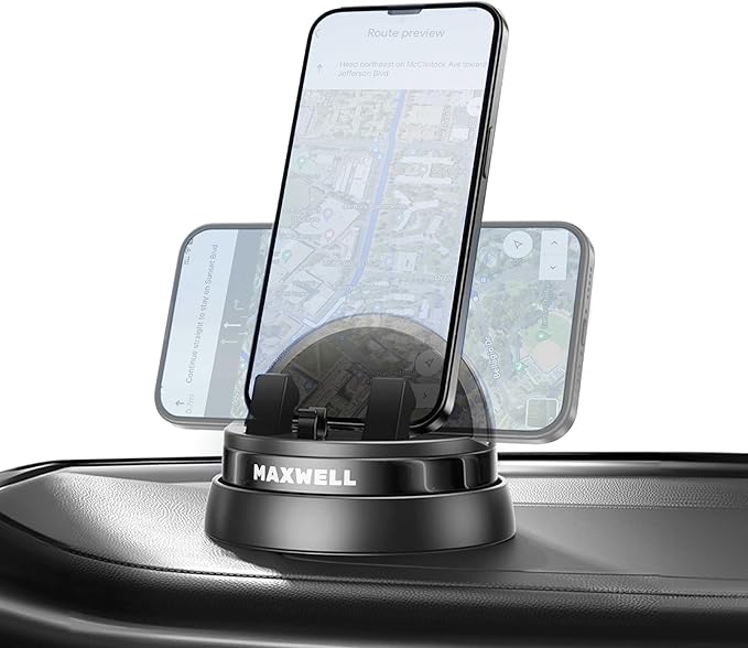 Maxwell Car Phone Holder with Cable Storage Design Compatible with iPhone 16 Pro Max 15 Samsung Galaxy S24 NonSlip Silicone Backing Snap Fastener Design Universal Compatibility Car Phone HolderCar AccessoriesSecure Grip: Features a non-slip silicone backi