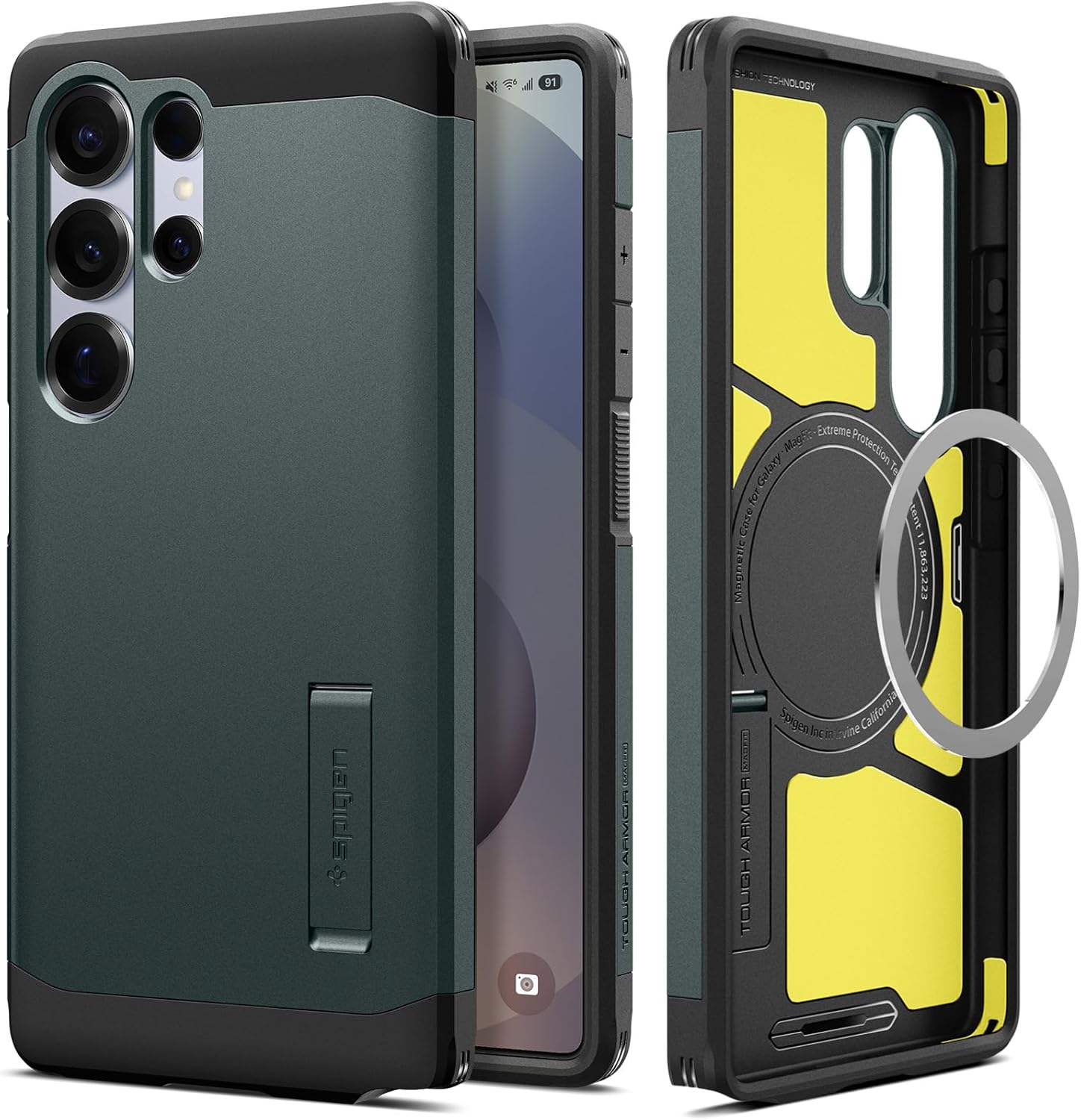 Spigen Tough Armor MagFit for Samsung Galaxy S25 ULTRA case cover [MagSafe Compatible] Abyss GreenMobile AccessoriesToughen it up... Built to withstand anything you throw at it! Spigen Tough Armor MagFit case champions your Galaxy S25 ULTRA with full-fled