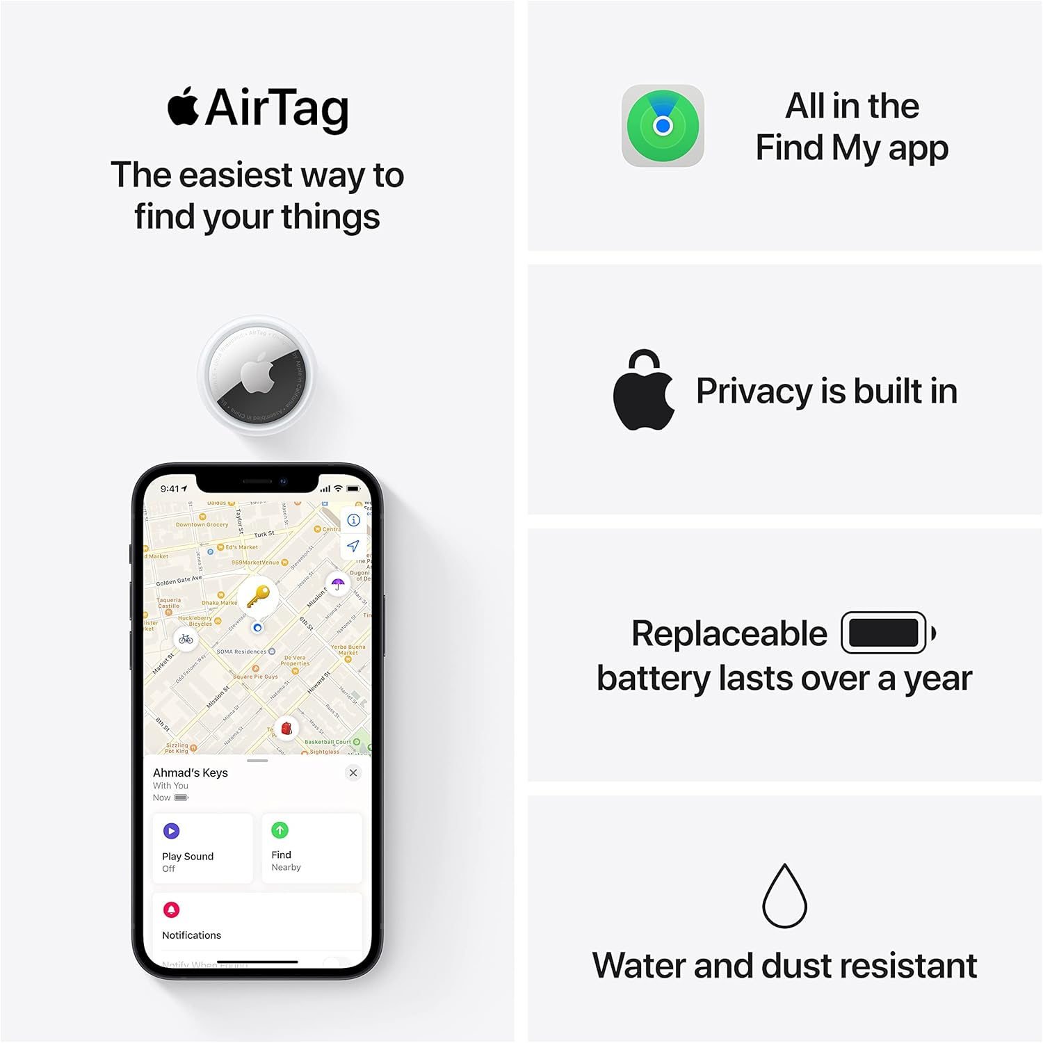 Apple AirTag - 4 packMobile AccessoriesLose your knack for losing things. AirTag is a super easy way to keep track of your stuff. Attach one to your keys, slip another in your backpack. And just like that, they’re on your radar in the Find My app, where y