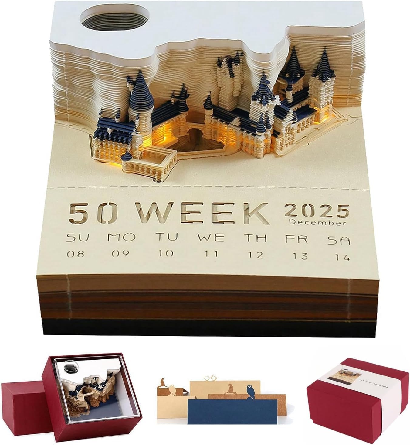 3D Calendar 2025 desk calendar with lights castle design