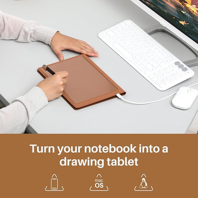 HUION Note Smart Digital Notebook A5 – Real-Time & Offline Sync, Battery-Free Pen, Bluetooth 5.0, 8192 Pressure Levels