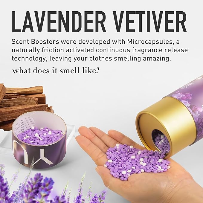 NALACAL Scent Booster Beads Lavender & Vetiver – 3-in-1 In-Wash, 24 Washes, Fabric Softener, 357g