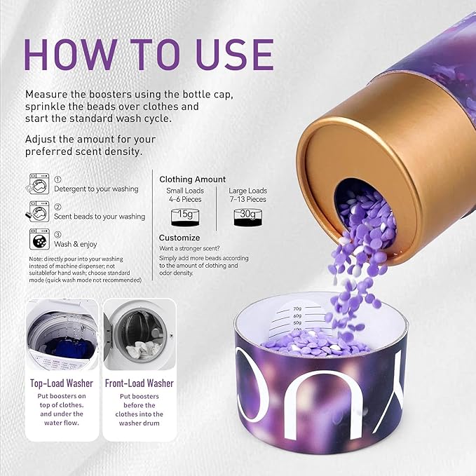 NALACAL Scent Booster Beads Lavender & Vetiver – 3-in-1 In-Wash, 24 Washes, Fabric Softener, 357g