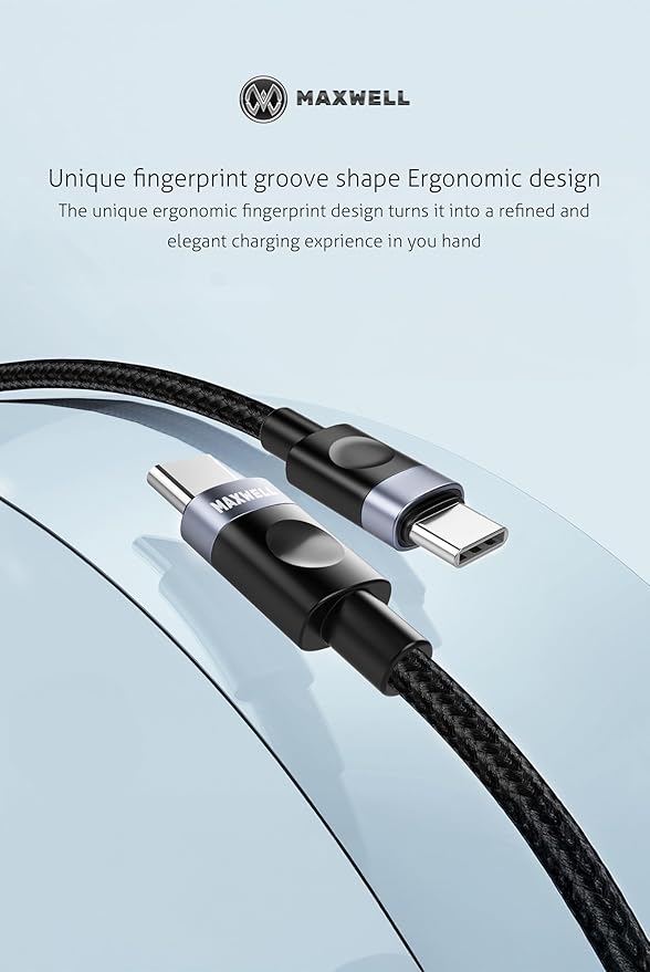 Maxwell Voltix Series Cable USBC to USBC (1Meter) 67W Fast Charging Nylon Braid Compatible with iPhone 16 Pro Max 16 Plus Samsung S25 Ultra S25 Plus iPhone 15 Pro Max 15 Pro Aluminum AlloyMobile AccessoriesBrand Maxwell Connector type USB Type C Cable typ
