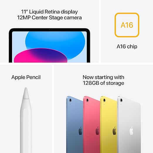 Apple iPad 11-inch Tablet – Liquid Retina Display, A-Series Chip, Wi-Fi + Logitech Slim Folio Keyboard Case Bundle