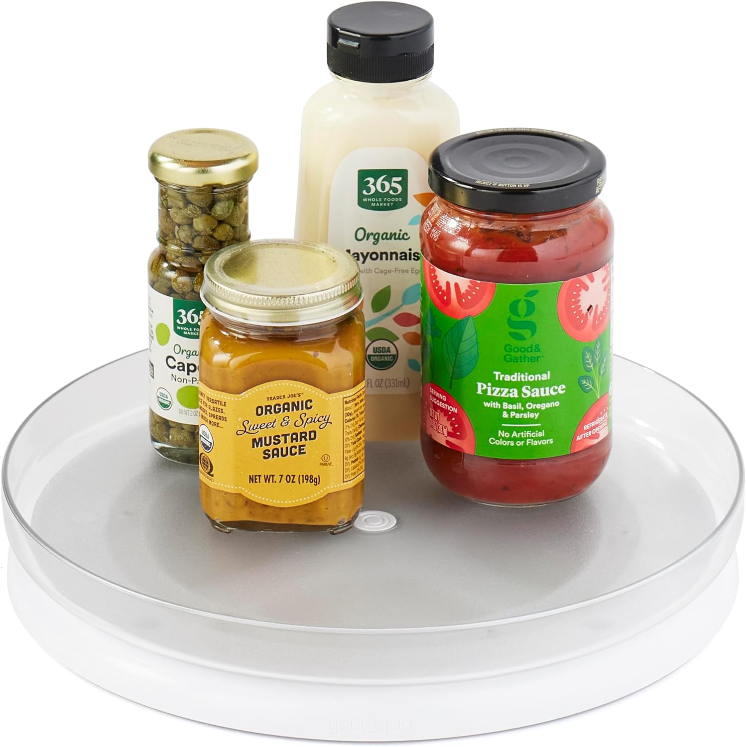 YouCopia FridgeView Fridge Turntable, Lazy Susan Organizer for Refrigerator Storage, 11”Kitchen StorageA smooth rotating base spins items around 360°, bringing the back of the fridge to you. Standard Fit: 10.8 diameter fits standard refrigerators, upper c