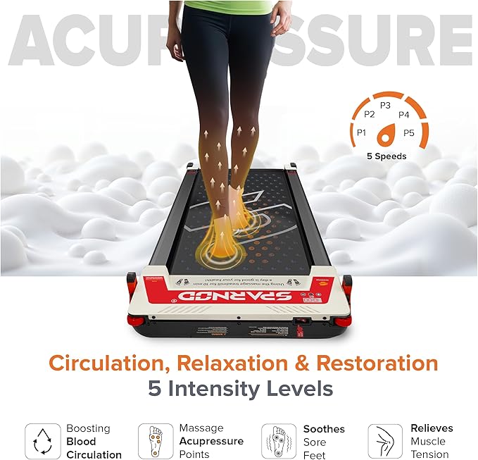 Sparnod Fitness Walking Pad Treadmill 2.5 HP – Compact Under Desk Treadmill 1–6 km/h, LED Display, Shock Absorption, Slim Foldable Design,  STH-3003 (Acupressure Walking Pad)
