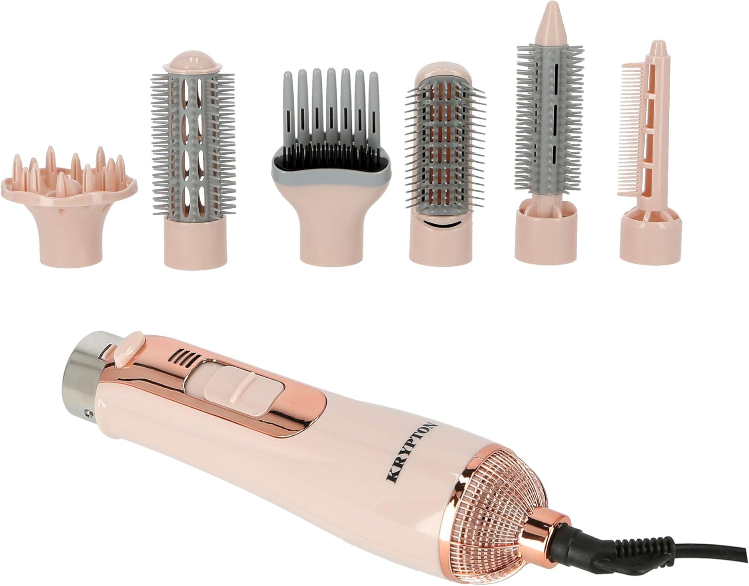 Krypton-7-In-1 Hair Styler KNH6028Hair CareALL IN 1 -7 in 1 Hot Air Brush is a versatile hair styler for dry and wet hair. Unique airflow vents Enhanced design for faster drying and better coverage. Oval design Gently rotates left and right for both inner