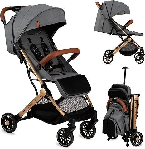 MoMi Estelle Stroller Gray-Gold (Gold Frame)