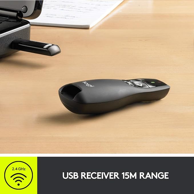 Logitech Wireless Presenter R400 – Wireless Presentation Remote with Laser Pointer, 2.4 GHz, Black