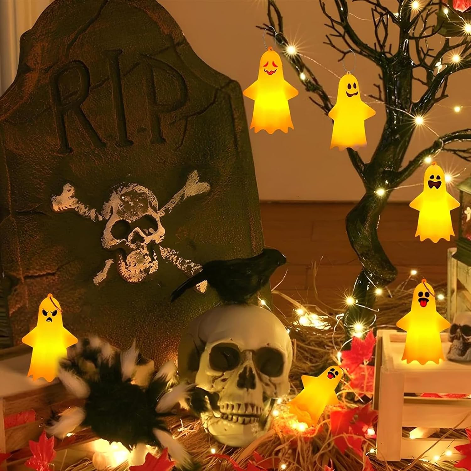 Halloween Decorative Lights – Ghost-Themed Set of 5