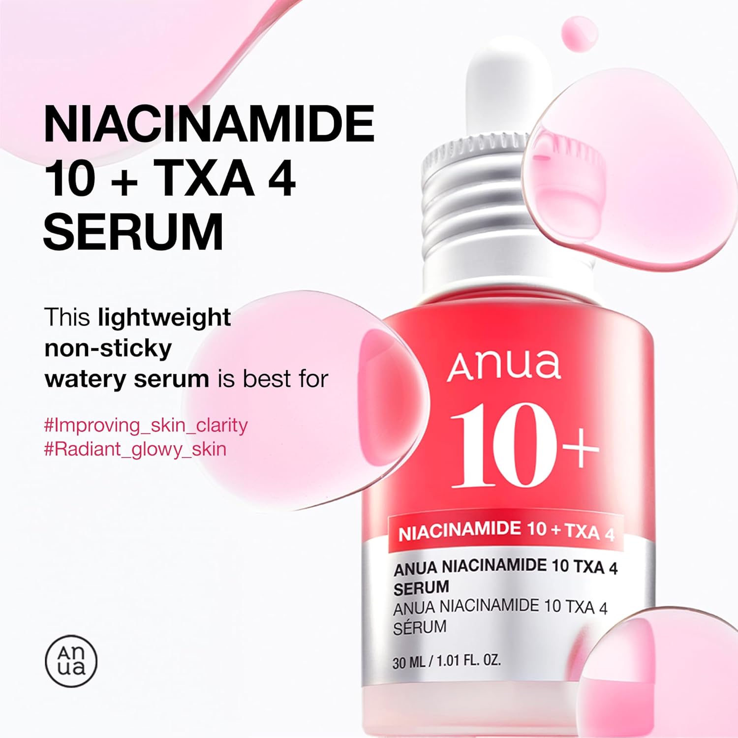 Anua 10% Niacinamide+ 4% Tranexamic Acid Serum With New Look 30mlPersonal CareAnua 10% Niacinamide + 4% Tranexamic ... (30ml) is a potent Korean skincare solution designed to brighten the complexion, reduce hyperpigmentation, and enhance skin hydration. T