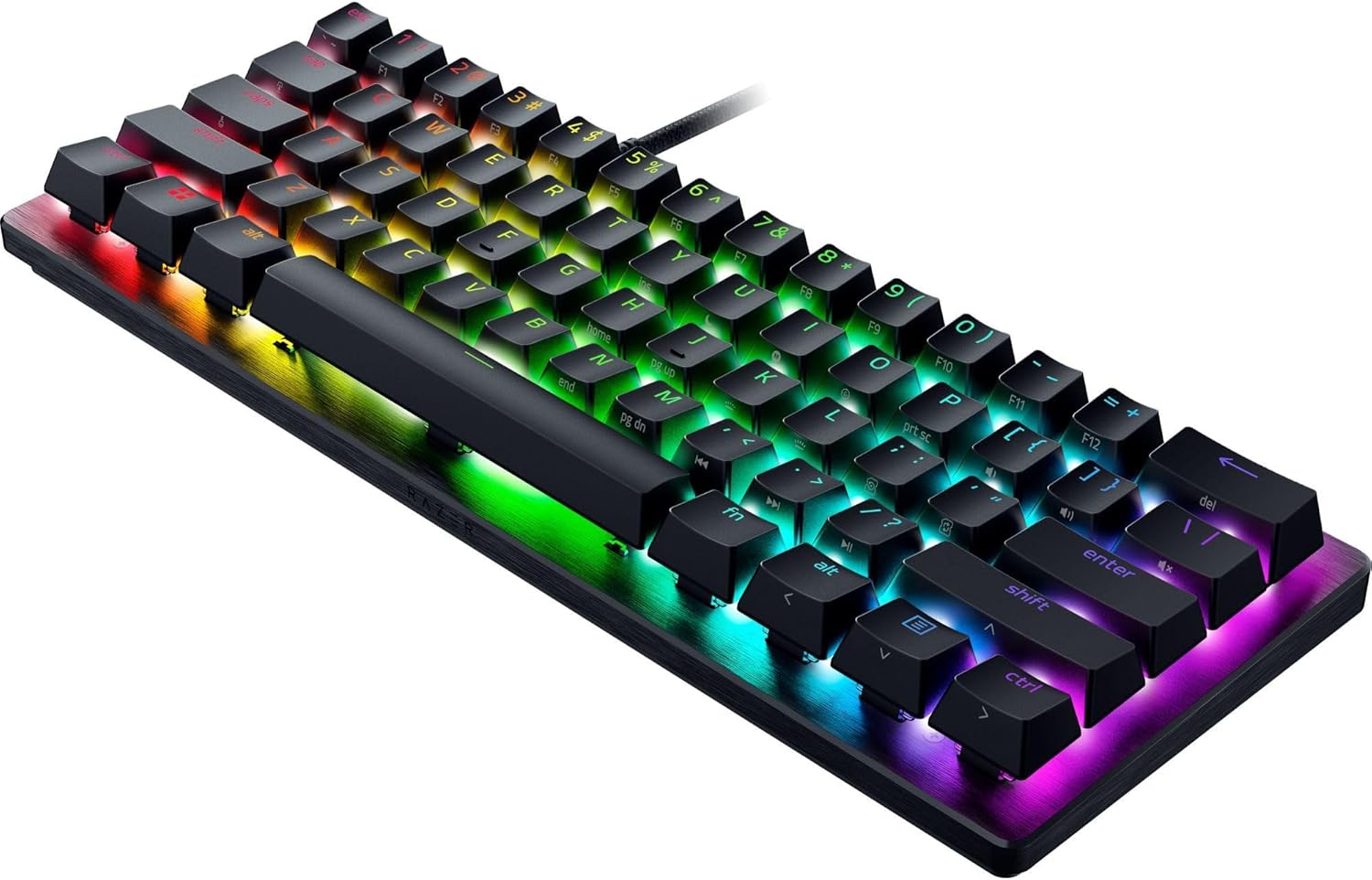 Compact Razer Huntsman V3 Pro Mini keyboard with RGB lighting
