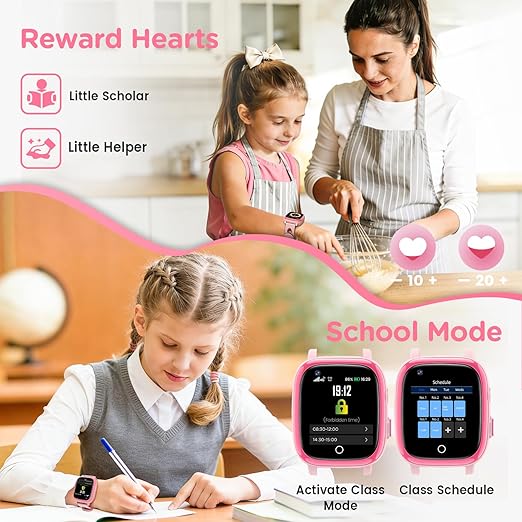 2026 4G Kids Smart Watch with Video Call & GPS – IP68 Waterproof Smartwatch for Boys & Girls, SOS, Voice Chat, School Mode - Pink