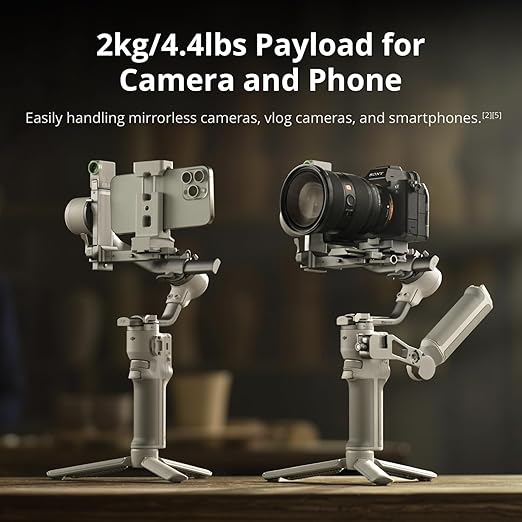 DJI RS 4 Mini Combo Camera Gimbal Stabilizer – 2kg/4.4lbs Payload, Auto Axis Locks, Briefcase Handle – Compatible with Canon, Sony, Panasonic, Nikon, Fujifilm – UAE Version with Official Warranty