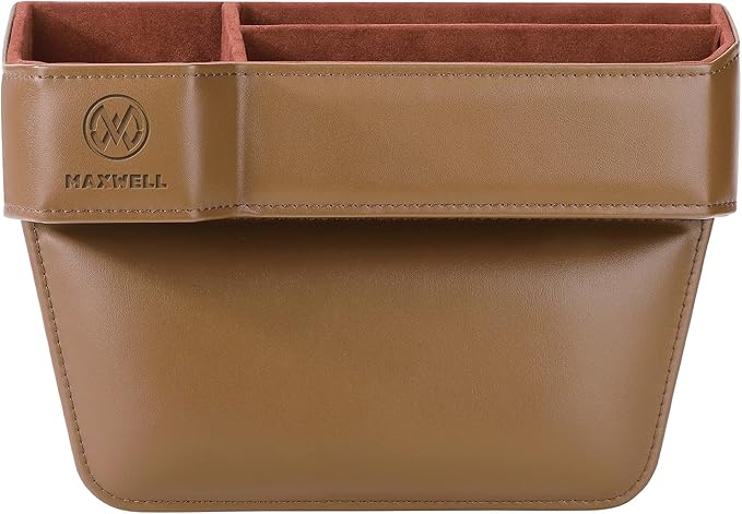 Maxwell Drive Vault Car Seat Gap Seam Storage Box Cup Holder Additional Storage for Your Devices Like Mobile Phone Tablets Eyeglasses Wallet Money Coins Notebook Pen Organizer Keys Organizer (Coffee)Car AccessoriesMaximizes Car Storage Space: Designed to