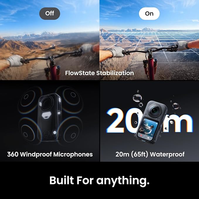 Insta360 X6 8K 360° Camera Standard Bundle – Dual 1/1.1" Sensors, AI Imaging, Replaceable Lenses